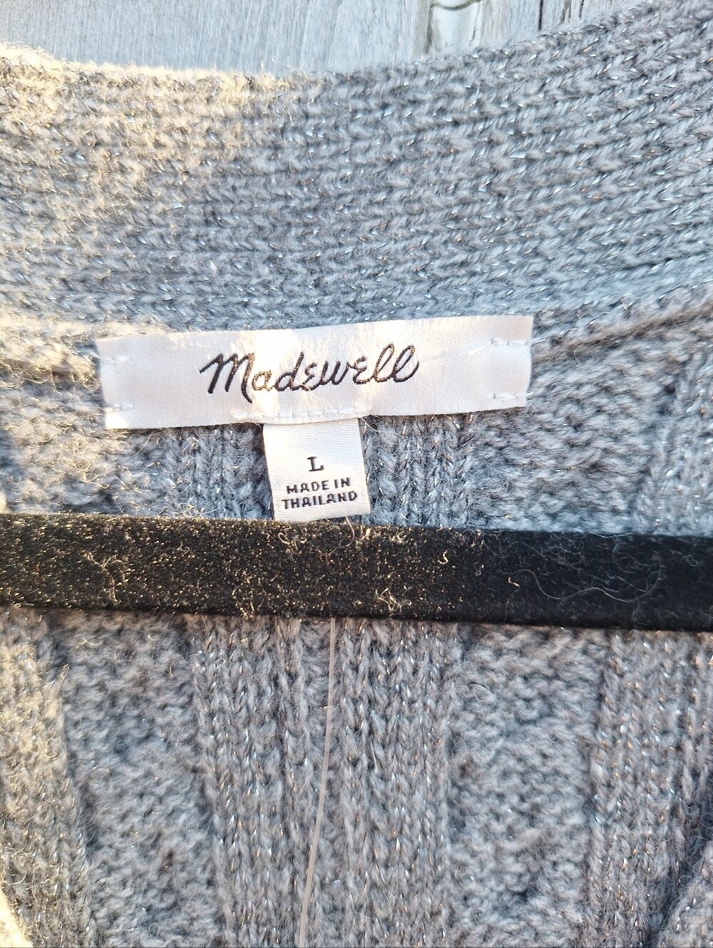 Madewell Lurex Sahara Cable Cardigan Charcoal NWT Cropped V-Neck Size Large - Picture 5 of 7